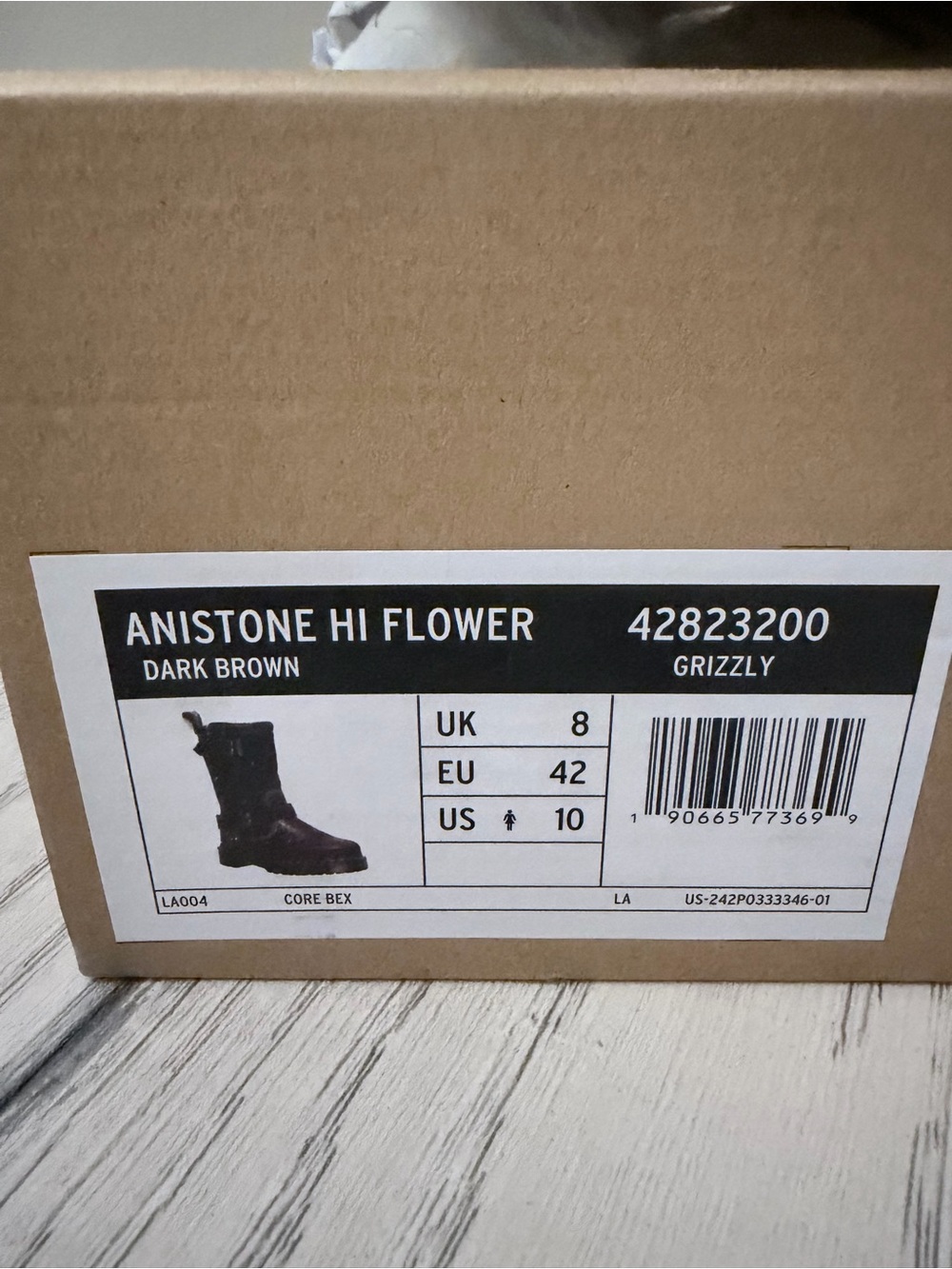 Dr. Martens Dark Brown Anistone Hi Flower Combat Boots - Picture 3 of 5